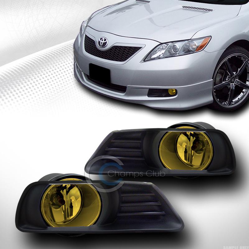 Jdm yellow clear front bumper fog lights lamps+switch+wire 07 08 09 toyota camry