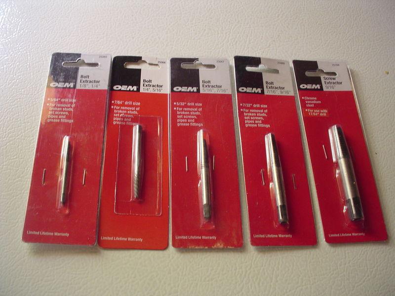 Oem bolt extractors – five pieces – new – see description for sizes