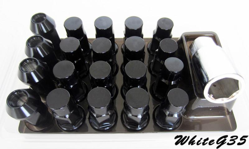 Godspeed black extended m12 x 1.5mm t4 wheel lug nuts nut w/ lock civic integra
