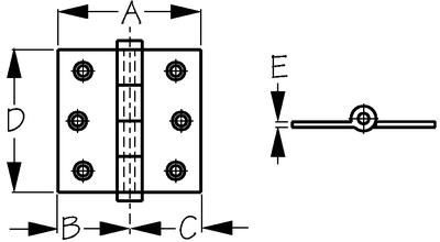 Sea-dog corp 2046301 chrome brass removable pin hin