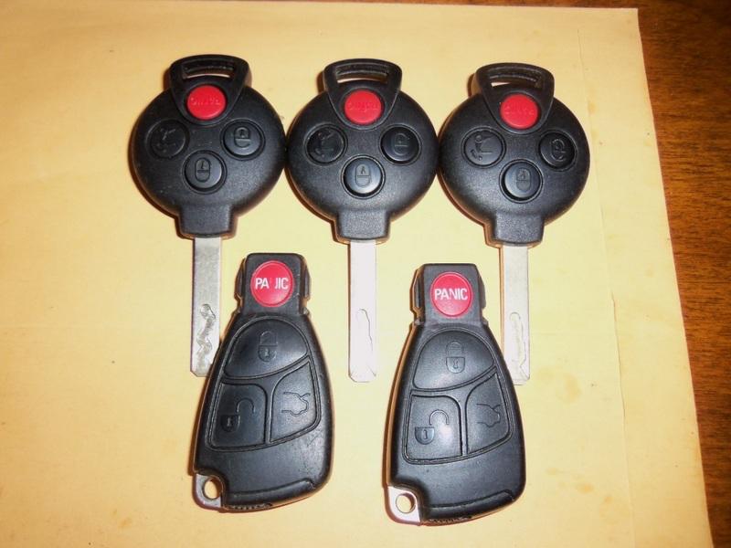 Lot of 5 assorted mercedes smart car fortwo keyless remotes fobs transmitters