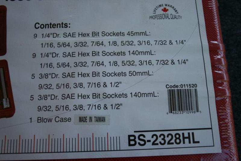 Genius Professional Tools - 28 Piece SAE Hex Bit Socket Set BS-2328HL, US $59.99, image 3