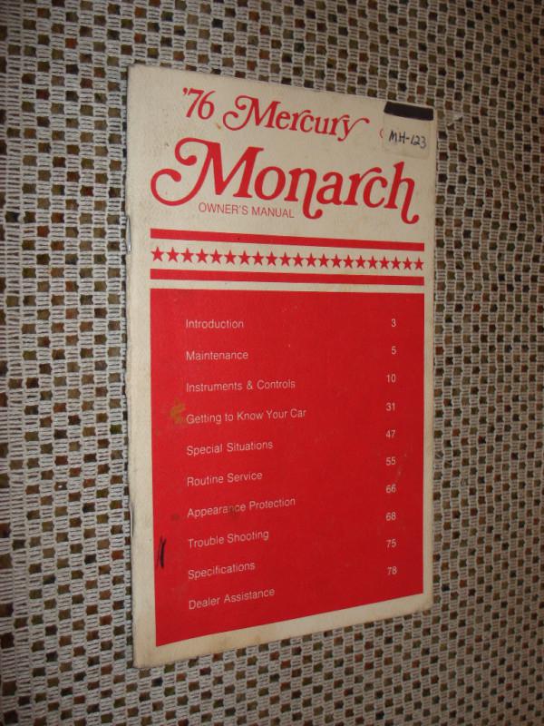 1976 mercury monarch owners manual original glove box book