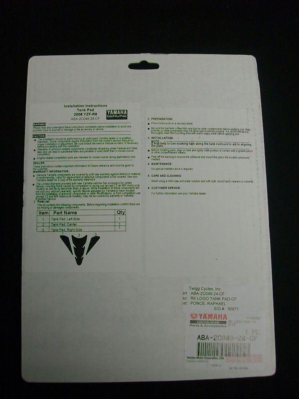 GYTR CARBON FIBER TANK PROTECTOR PAD WITH R6 LOGO 08 09 10 11 12 13, US $48.95, image 3