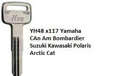 Yh48 key x117 key arctic cat bombardier can am kawasaki polaris suzuk yamaha key