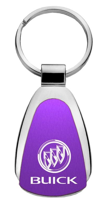 Buick purple tear drop metal keychain car ring tag key fob logo lanyard