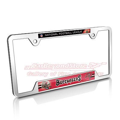 Nfl tampa bay buccaneers chrome metal license plate frame + free gift, licensed