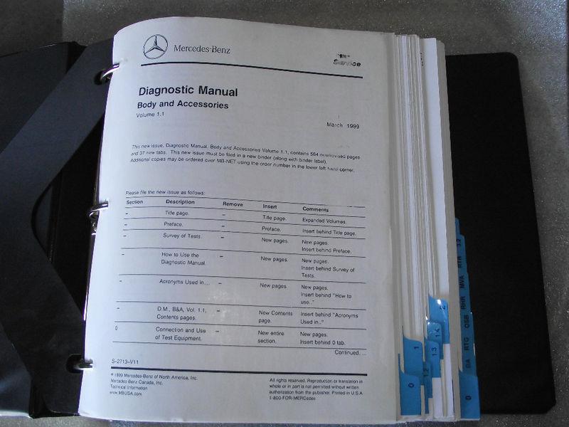 Used 1999 mercedes benz diagnostic manual body & accessories volume 1.1 