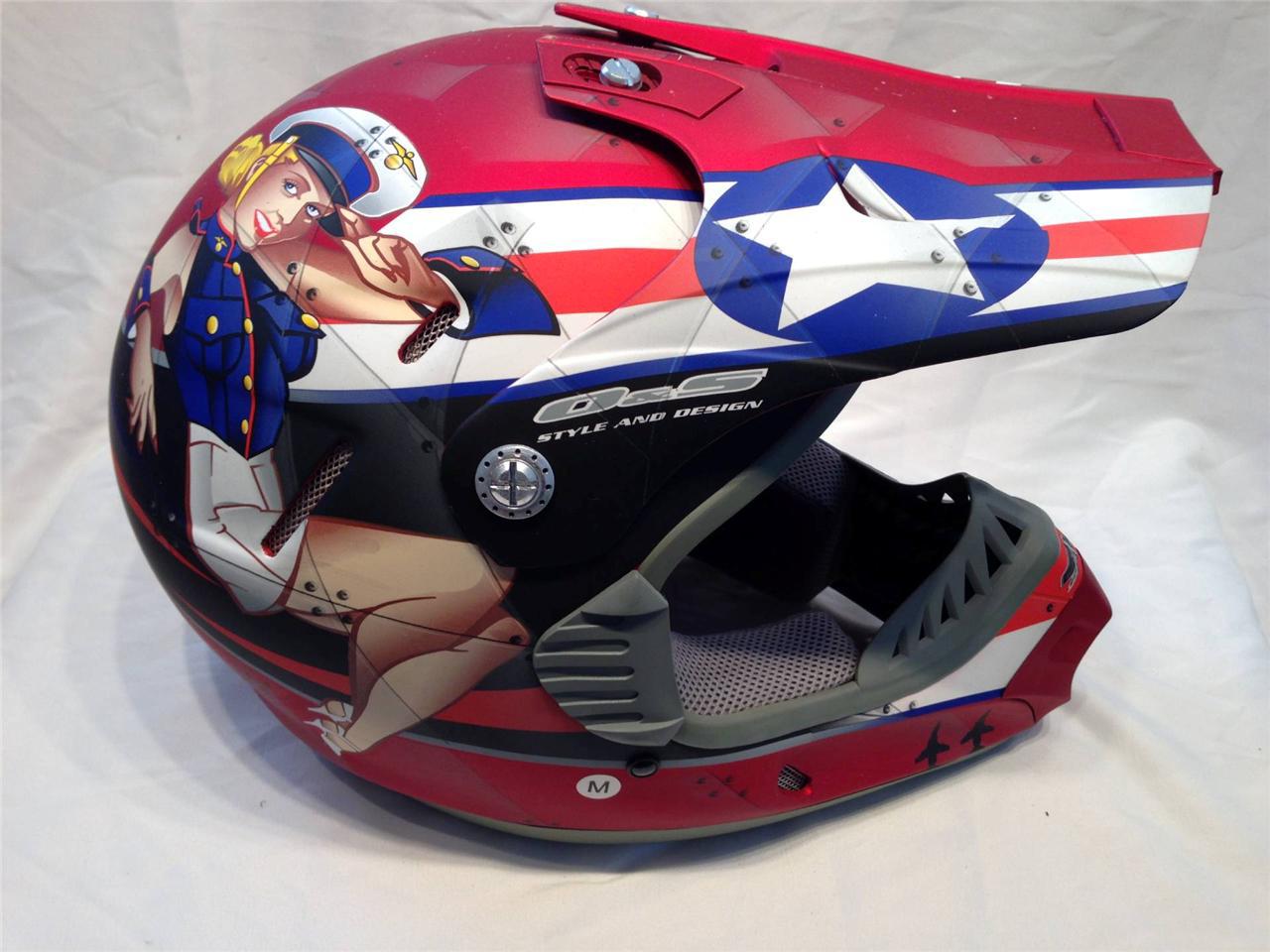 Men's motocross enduro atv off-road snowmobile air force pin-up lady helmet new