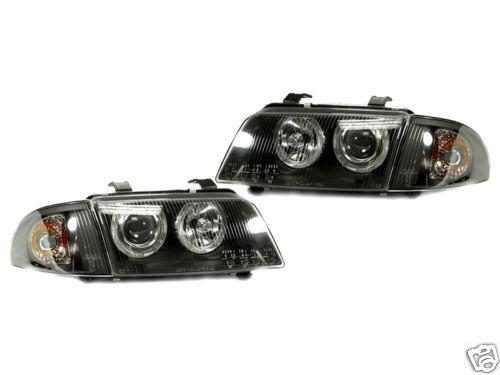 96-98 audi a4 b5 euro black halo projector headlights+clear signal corner lights
