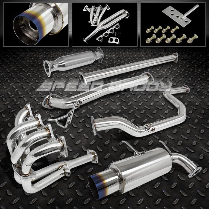 Buy 4.5" MUFFLER BURNT TIP CATBACK CAT BACK+HEADER+PIPE EXHAUST 9293