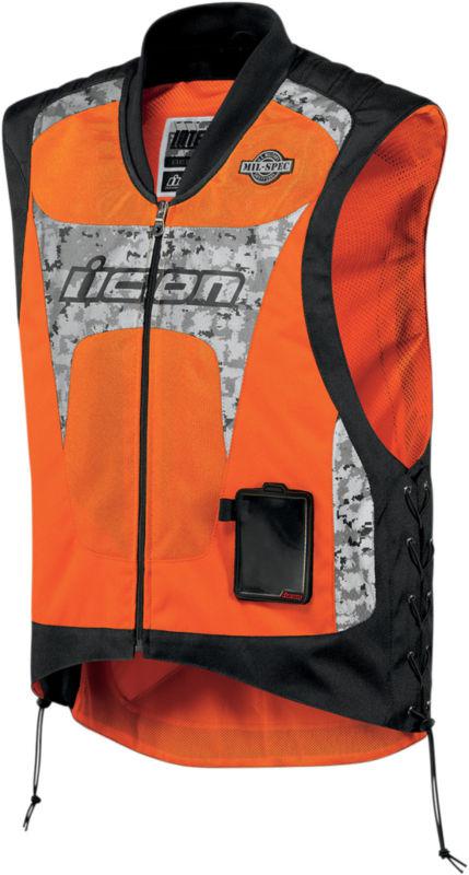 Icon interceptor mil-spec orange reflective mesh vest 2013 motorcycle