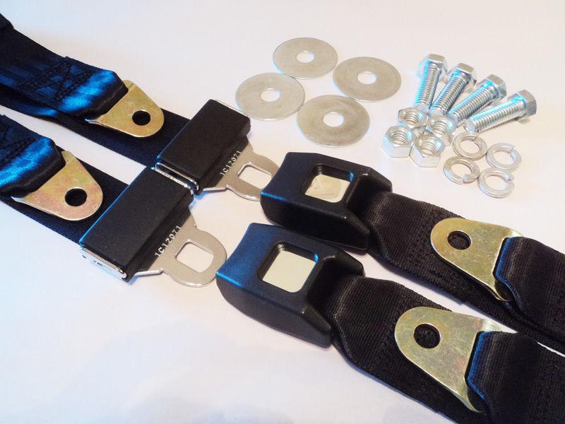 New retro style black seat belts musclecar hotrod restomod gasser aircraft kit