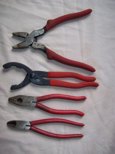 Lot of 4 pliers tools rubber coated handles elite #61223, 2 - 3.25" wide mouth 