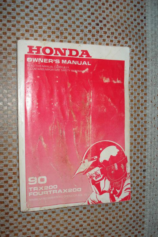  1990 honda trx200 fourtrax 200 owners manual original operators guide