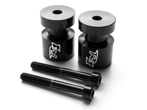 Black Engraved Swingarm Spools Sliders For Yamaha