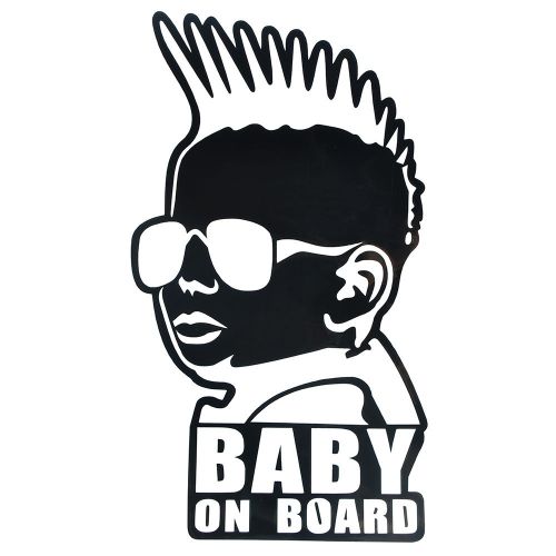 Black cool baby inside on board reflective vinyl decal car window sticker badge