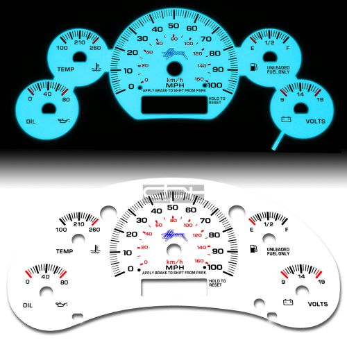 Indiglo glow gauge+harness white face for 98-02 chevy s10 automatic without tach