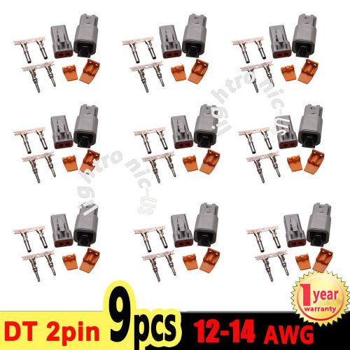 9 set deutsch dt 2 pin connector kit with 12-14 awg pins contacts male and femal