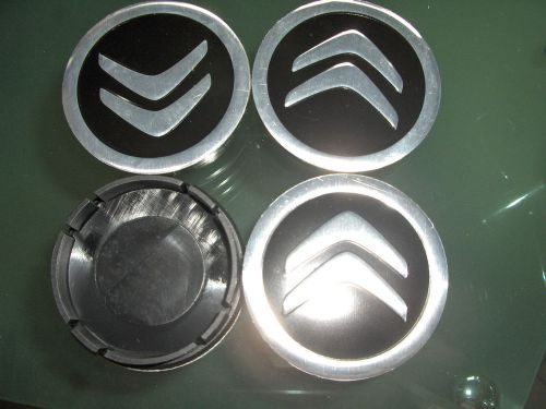 Citroen wheel center centre hub caps 60mm aluminium logo emblem 4pcs black