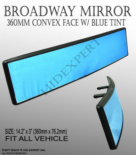 Jdm broadway 360mm convex wide rearview mirror blue tint universal all new t#c57