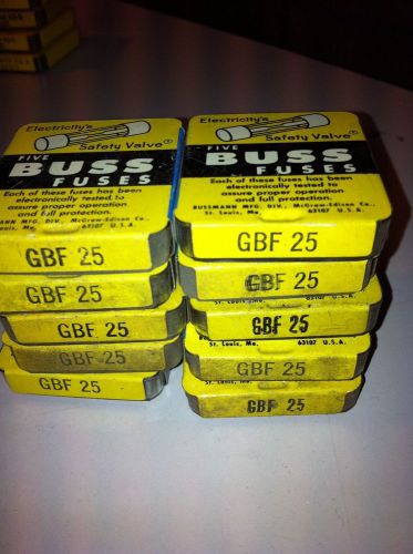 Bulk lot of 50 gbf 25 fuses -various brands in small boxes - 10 packs of 5