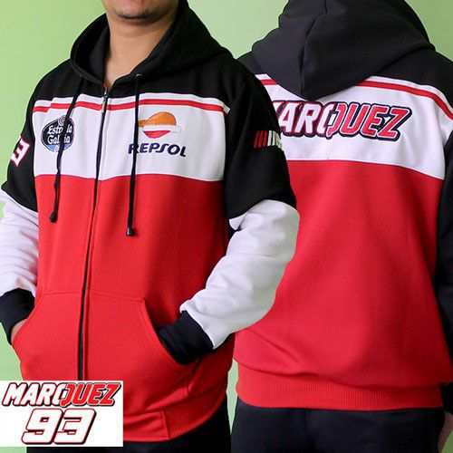 Top new marc marquez repsol honda mm93 motogp red white pit hoodie m l xl size