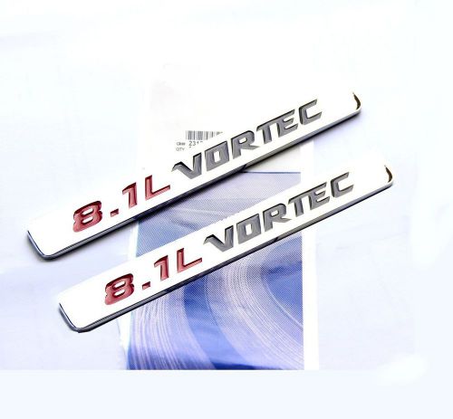 2x oem 8.1l vortec emblem badge 3d for gmc sierra 3500 2500 hd fc chrome