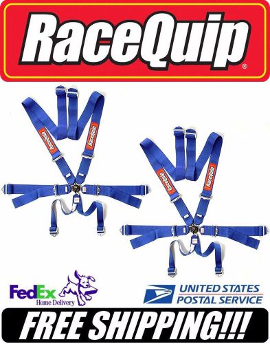 Pair (2) racequip fia sfi 16.1 6pt camlock blue racing safety harnesses #751021