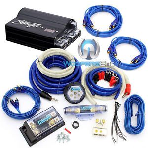 Pkg stinger spc505 digital 5 farad capacitor + 8000w 0 gauge amplifier wire kit