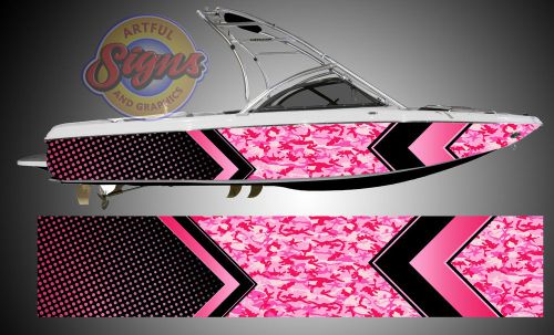 Urban camo arrow boat wrap - * pink * camouflage customized for your boat