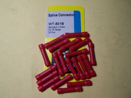 Electrical terminals - splice connector 22-18 ga, red 20 pcs