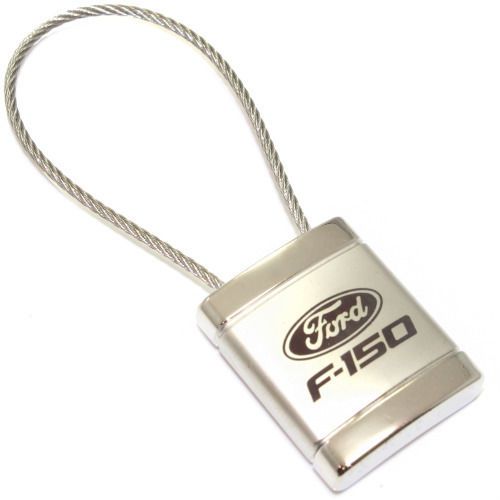 Ford f-150 logo metal silver chrome cable car key chain ring fob
