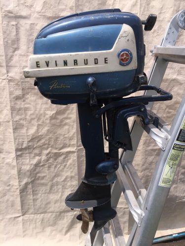 1958 evinrude fleetwin 7 1/2 h.p. outboard boat motor. all original.