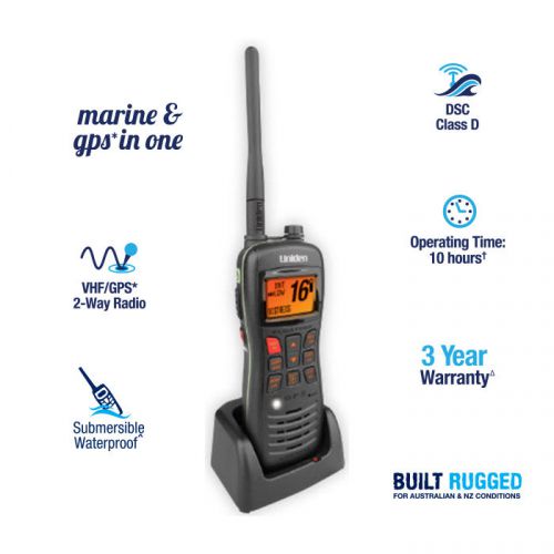 Uniden 5w waterproof marine &amp; gps* in one - vhf/gps 2-way radio