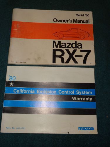 1980 mazda rx-7 owner&#039;s manual set / original mazda  rx7 guide book &amp; emissions