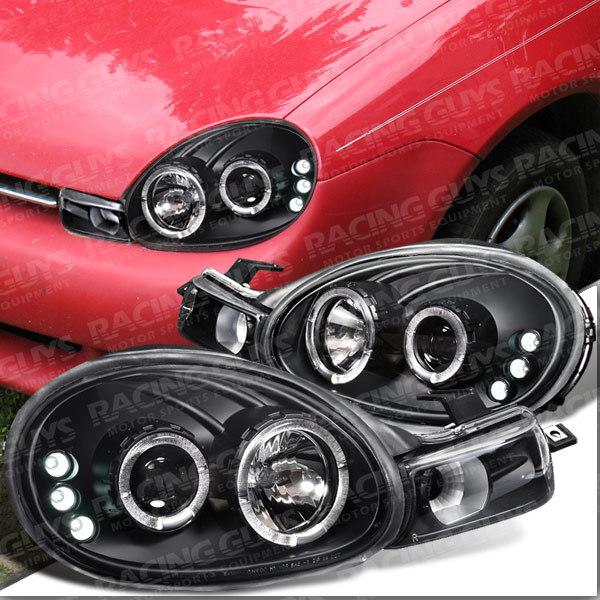 Purchase 00 01 02 DODGE NEON LED HALO PROJECTOR HEADLIGHT HEADLIGHTS BLACK 2/4 DR/DOOR in Low