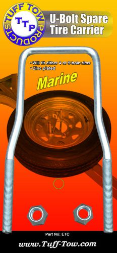 Boat trailer spare tire carrier zinc plated u-bolt holder bracket by tuff tow
