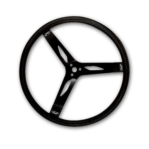 Longacre black 17&#034; steel steering wheel,smooth grip,natural 2 3/4&#034; dish,nascar