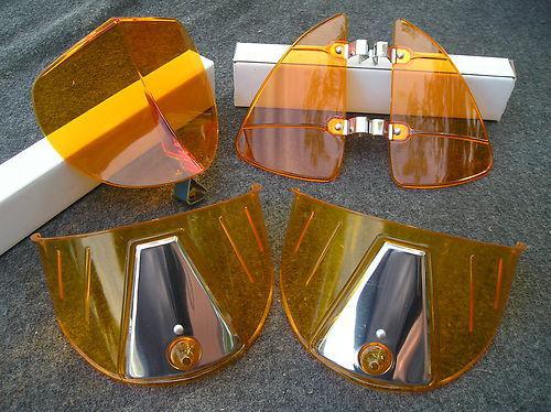 New amber vintage style hood bug / vent deflectors / head light visors !