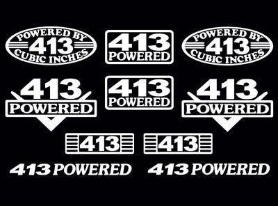 10 decal set 413 ci v8 powered engine stickers emblems vinyl decals
