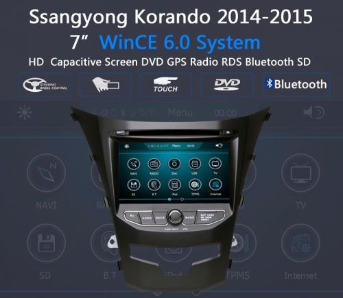 2 din 7&#039;car dvd player stereo gps navi for ssangyong korando 2014 2015 sat nav