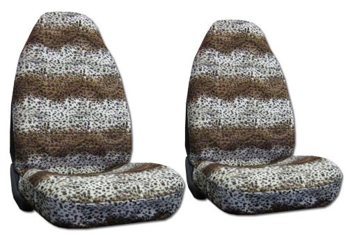 Gold cheetah velour high back bucket car truck suv seat covers