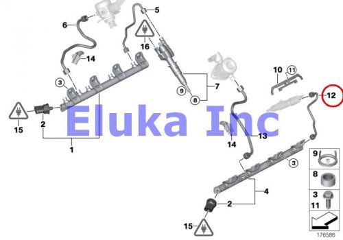 2 x bmw genuine high-pressure rail/injector/line high pressure pipe 5-8 e70 e70n