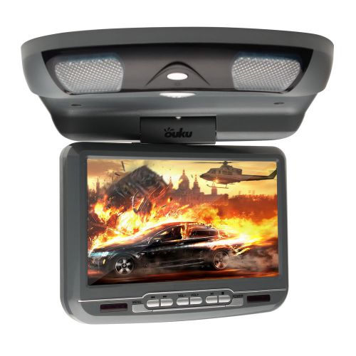 Gray 9&#034; inch car roof mount ovehead flip down dvd cd fm player video ir game