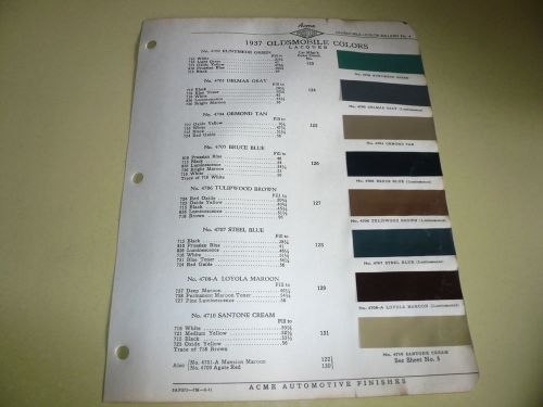 1937 oldsmobile acme proxlin color chip paint sample