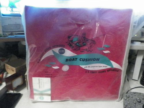 * vintage sealed kenison fabric red square unused boat cushion....