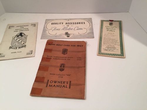 Rare 1937 nash automobile owner&#039;s manual