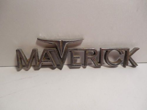 Vintage chrome &#034;maverick&#034; car emblem~measures: 5 1/8 inches across~nice cond.