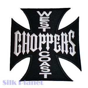 7" west coast choppers biker cross jacket vest back patch chopper moto emblem wh